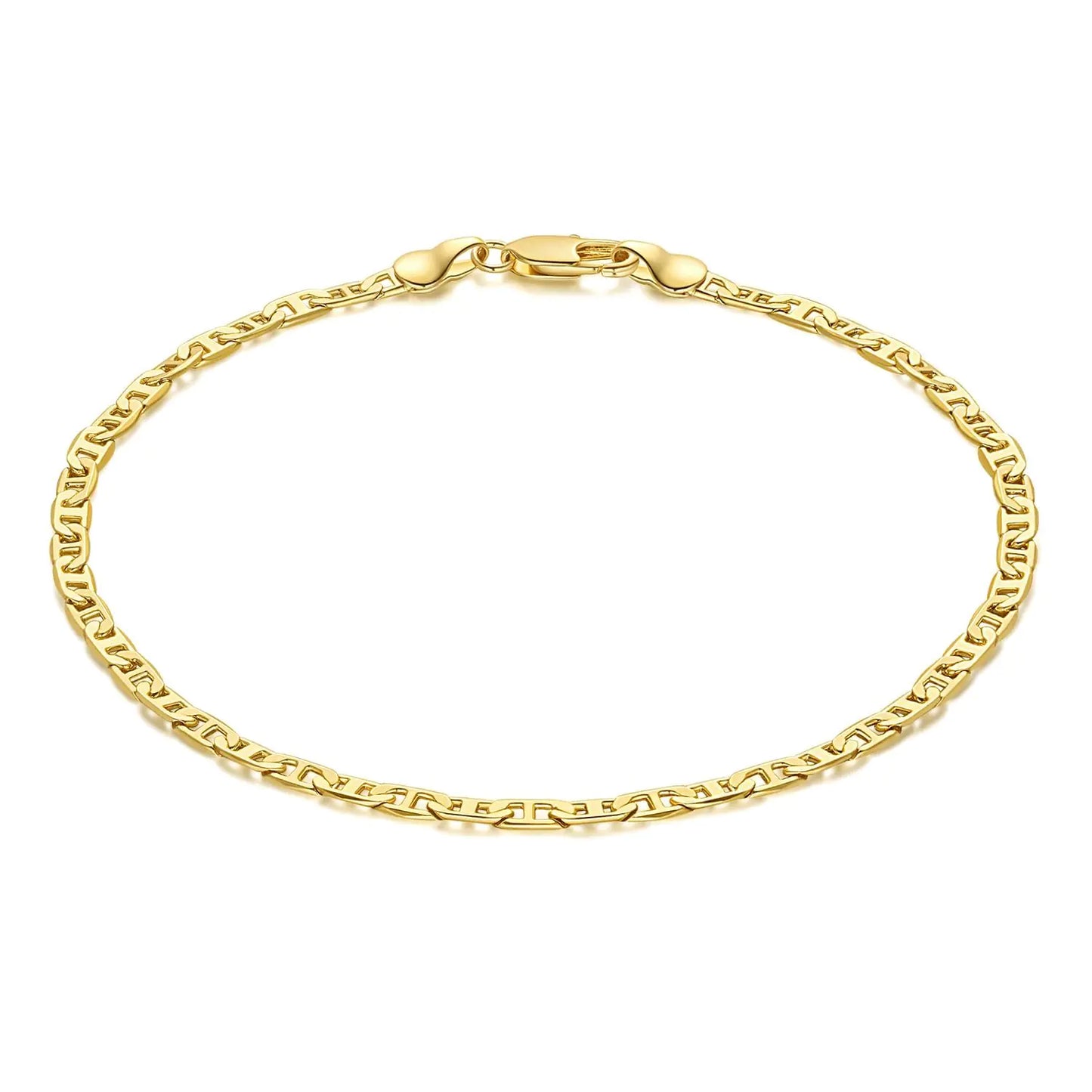 CISSIEPERAL 14K Gold Waterproof Mariner Chain Ankle Bracelet for Women – Adjustable 9" to 11"