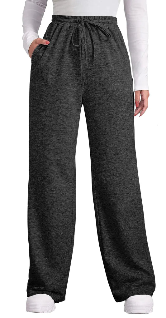 OFEEFAN Womens Pants Womens Wide Leg Sweatpants Womens Winter Pants with Pockets Dark Gray S