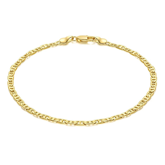 CISSIEPERAL 14K Gold Waterproof Mariner Chain Ankle Bracelet for Women – Adjustable 9" to 11"